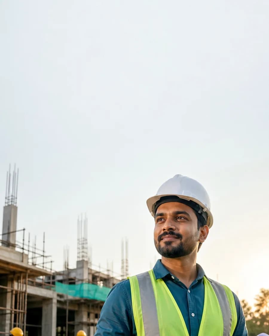 Indian construction contractor managing a residential project